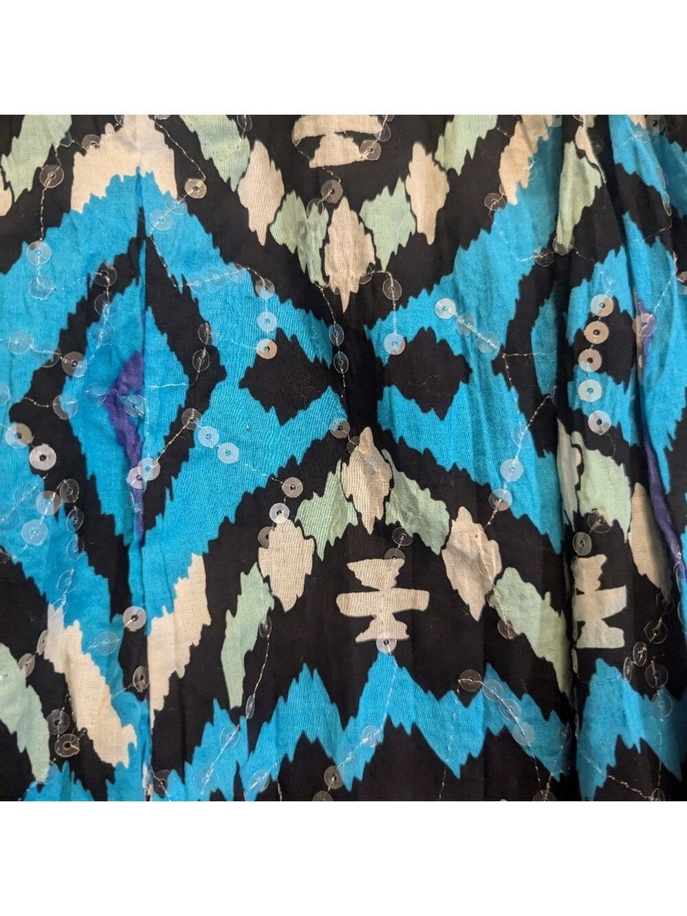 INC Circle Skirt Size 8 Black White Blue Purple Sequins - Picture 2 of 7